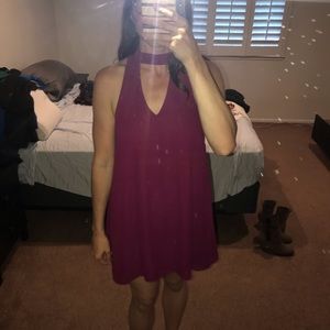 Fuchsia Choker Shift Dress